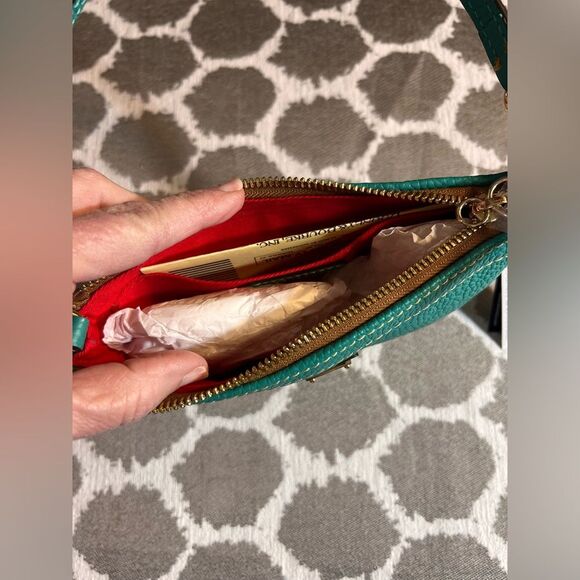 Dooney & Bourke NWT Turquoise Leather Mini Shoulder or Wristlet Bag summer fun - Picture 7 of 15